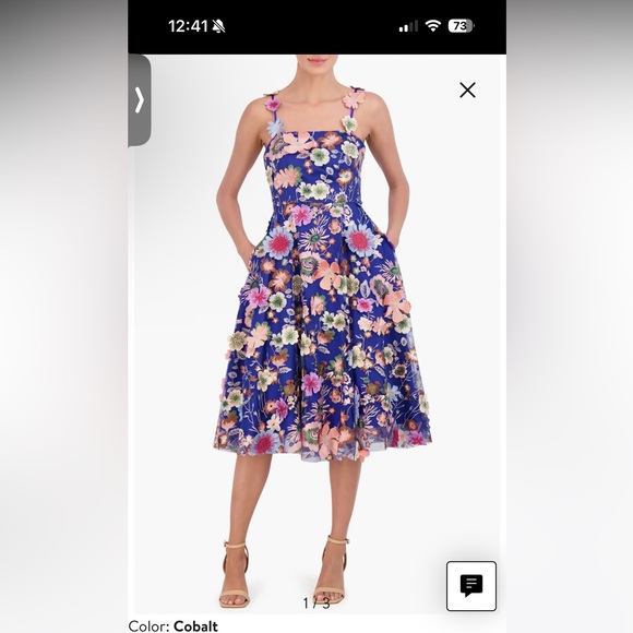 Eliza J Floral Embroidered Appliqué Cocktail Dress. New with tags. - Picture 2 of 5